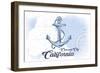 Crescent City, California - Anchor - Blue - Coastal Icon-Lantern Press-Framed Art Print