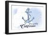 Crescent City, California - Anchor - Blue - Coastal Icon-Lantern Press-Framed Art Print