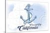 Crescent City, California - Anchor - Blue - Coastal Icon-Lantern Press-Stretched Canvas