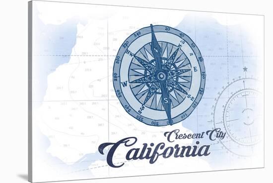 Crescent City, California - Compass - Blue - Coastal Icon-Lantern Press-Stretched Canvas