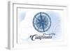 Crescent City, California - Compass - Blue - Coastal Icon-Lantern Press-Framed Art Print