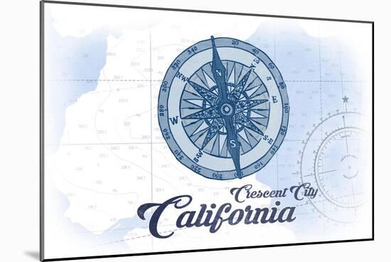 Crescent City, California - Compass - Blue - Coastal Icon-Lantern Press-Mounted Art Print