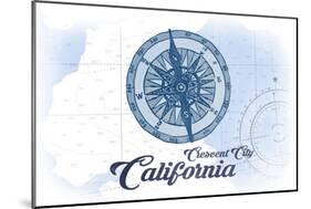 Crescent City, California - Compass - Blue - Coastal Icon-Lantern Press-Mounted Art Print