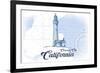 Crescent City, California - Lighthouse - Blue - Coastal Icon-Lantern Press-Framed Premium Giclee Print