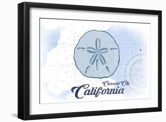 Crescent City, California - Sand Dollar - Blue - Coastal Icon-Lantern Press-Framed Art Print