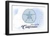 Crescent City, California - Sand Dollar - Blue - Coastal Icon-Lantern Press-Framed Art Print