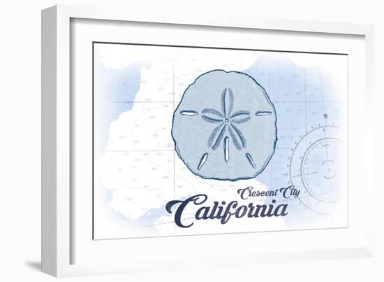 Crescent City, California - Sand Dollar - Blue - Coastal Icon-Lantern Press-Framed Art Print