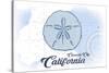 Crescent City, California - Sand Dollar - Blue - Coastal Icon-Lantern Press-Stretched Canvas