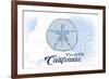 Crescent City, California - Sand Dollar - Blue - Coastal Icon-Lantern Press-Framed Premium Giclee Print