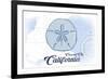 Crescent City, California - Sand Dollar - Blue - Coastal Icon-Lantern Press-Framed Premium Giclee Print