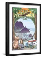 Crescent City, California Views, c.2009-Lantern Press-Framed Art Print