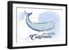 Crescent City, California - Whale - Blue - Coastal Icon-Lantern Press-Framed Art Print