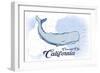 Crescent City, California - Whale - Blue - Coastal Icon-Lantern Press-Framed Art Print