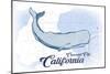 Crescent City, California - Whale - Blue - Coastal Icon-Lantern Press-Mounted Art Print
