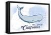 Crescent City, California - Whale - Blue - Coastal Icon-Lantern Press-Framed Stretched Canvas