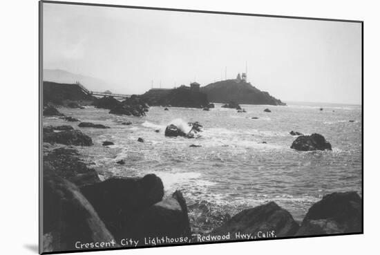 Crescent City Lighthouse Redwoods, CA Photograph - Crescent City, CA-Lantern Press-Mounted Art Print