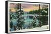 Crescent Lake, Oregon - View of the Lake During the Winter, c.1936-Lantern Press-Framed Stretched Canvas