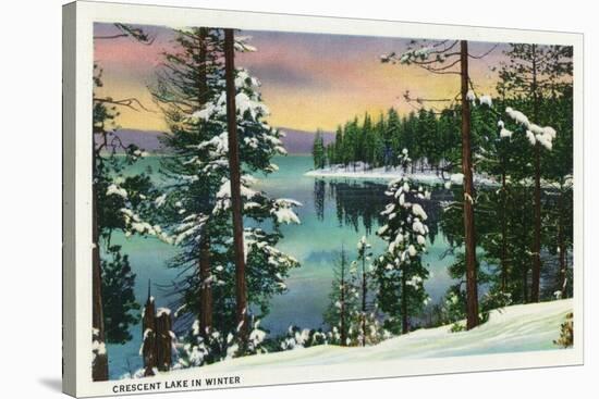 Crescent Lake, Oregon - View of the Lake During the Winter, c.1936-Lantern Press-Stretched Canvas