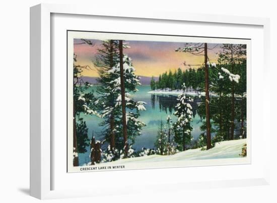 Crescent Lake, Oregon - View of the Lake During the Winter, c.1936-Lantern Press-Framed Art Print