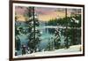 Crescent Lake, Oregon - View of the Lake During the Winter, c.1936-Lantern Press-Framed Art Print