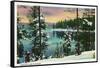 Crescent Lake, Oregon - View of the Lake During the Winter, c.1936-Lantern Press-Framed Stretched Canvas