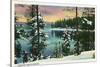 Crescent Lake, Oregon - View of the Lake During the Winter, c.1936-Lantern Press-Stretched Canvas