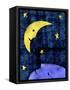 Crescent moon and sleeping man-Harry Briggs-Framed Stretched Canvas
