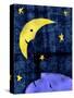 Crescent moon and sleeping man-Harry Briggs-Stretched Canvas