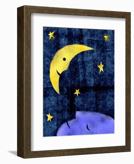 Crescent moon and sleeping man-Harry Briggs-Framed Giclee Print