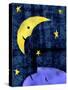 Crescent moon and sleeping man-Harry Briggs-Stretched Canvas