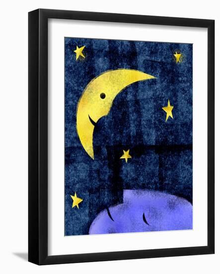 Crescent moon and sleeping man-Harry Briggs-Framed Giclee Print