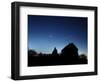 Crescent Moon, and the Planets Venus and Jupiter In a Rare Alignment, Shine Above a Farmhouse-null-Framed Photographic Print