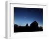 Crescent Moon, and the Planets Venus and Jupiter In a Rare Alignment, Shine Above a Farmhouse-null-Framed Photographic Print