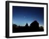 Crescent Moon, and the Planets Venus and Jupiter In a Rare Alignment, Shine Above a Farmhouse-null-Framed Photographic Print