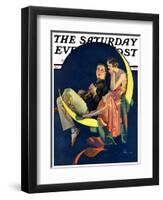 "Crescent Moon Couple," Saturday Evening Post Cover, June 14, 1930-Elbert Mcgran Jackson-Framed Premium Giclee Print