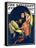 "Crescent Moon Couple," Saturday Evening Post Cover, June 14, 1930-Elbert Mcgran Jackson-Framed Stretched Canvas
