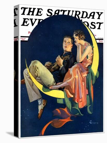 "Crescent Moon Couple," Saturday Evening Post Cover, June 14, 1930-Elbert Mcgran Jackson-Stretched Canvas