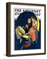 "Crescent Moon Couple," Saturday Evening Post Cover, June 14, 1930-Elbert Mcgran Jackson-Framed Giclee Print