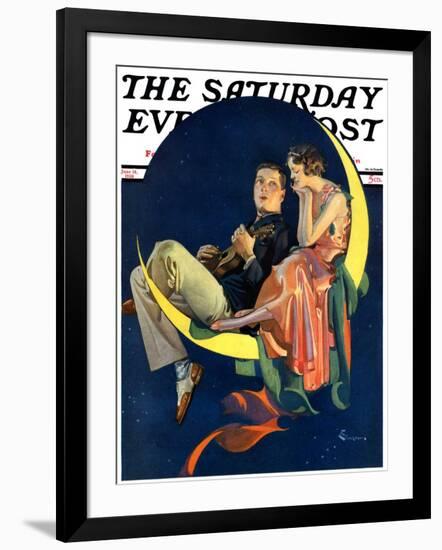 "Crescent Moon Couple," Saturday Evening Post Cover, June 14, 1930-Elbert Mcgran Jackson-Framed Giclee Print