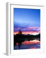 Crescent Moon Over Vermillion Lake in Banff National Park, Alberta, Canada-Rob Tilley-Framed Photographic Print