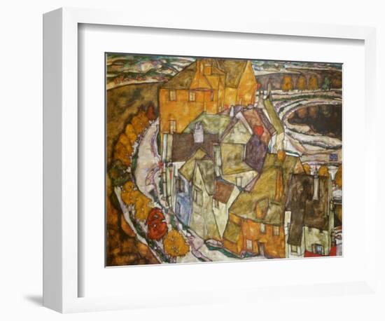 Crescent of Houses, Island Town, c.1915-Egon Schiele-Framed Art Print