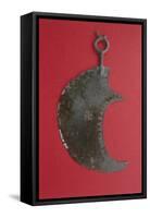 Crescent Shaped Bronze Razor with Engraving Depicting a Swastika from Vetulonia-null-Framed Stretched Canvas