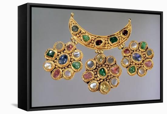 Crescent Shaped Necklace with Pendants Set with Semi Precious Stones, Moscow-null-Framed Stretched Canvas