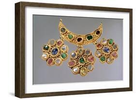 Crescent Shaped Necklace with Pendants Set with Semi Precious Stones, Moscow-null-Framed Giclee Print