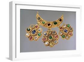 Crescent Shaped Necklace with Pendants Set with Semi Precious Stones, Moscow-null-Framed Giclee Print