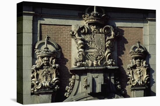 Crest in Relief, Detail from Door of Town Hall-null-Stretched Canvas