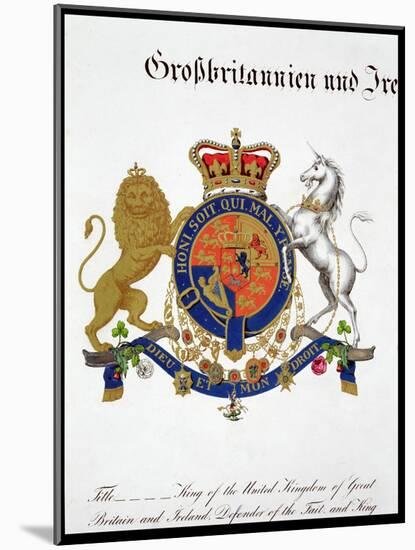 Crest of the King of the United Kingdom of Great Britain and Ireland and Hanover, 19th century-Unknown-Mounted Giclee Print
