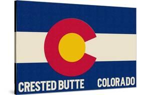 Crested Butte, Colorado - Colorado State Flag-Lantern Press-Stretched Canvas