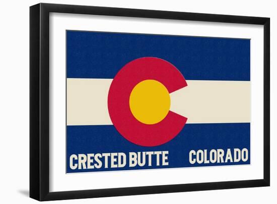 Crested Butte, Colorado - Colorado State Flag-Lantern Press-Framed Art Print