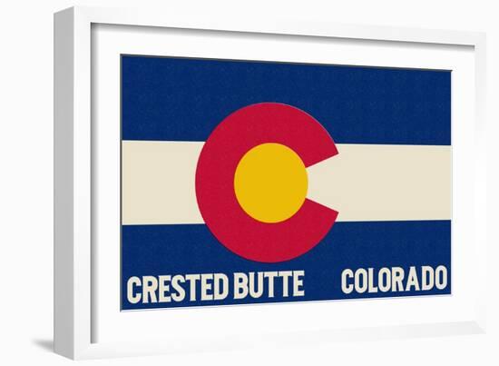 Crested Butte, Colorado - Colorado State Flag-Lantern Press-Framed Art Print